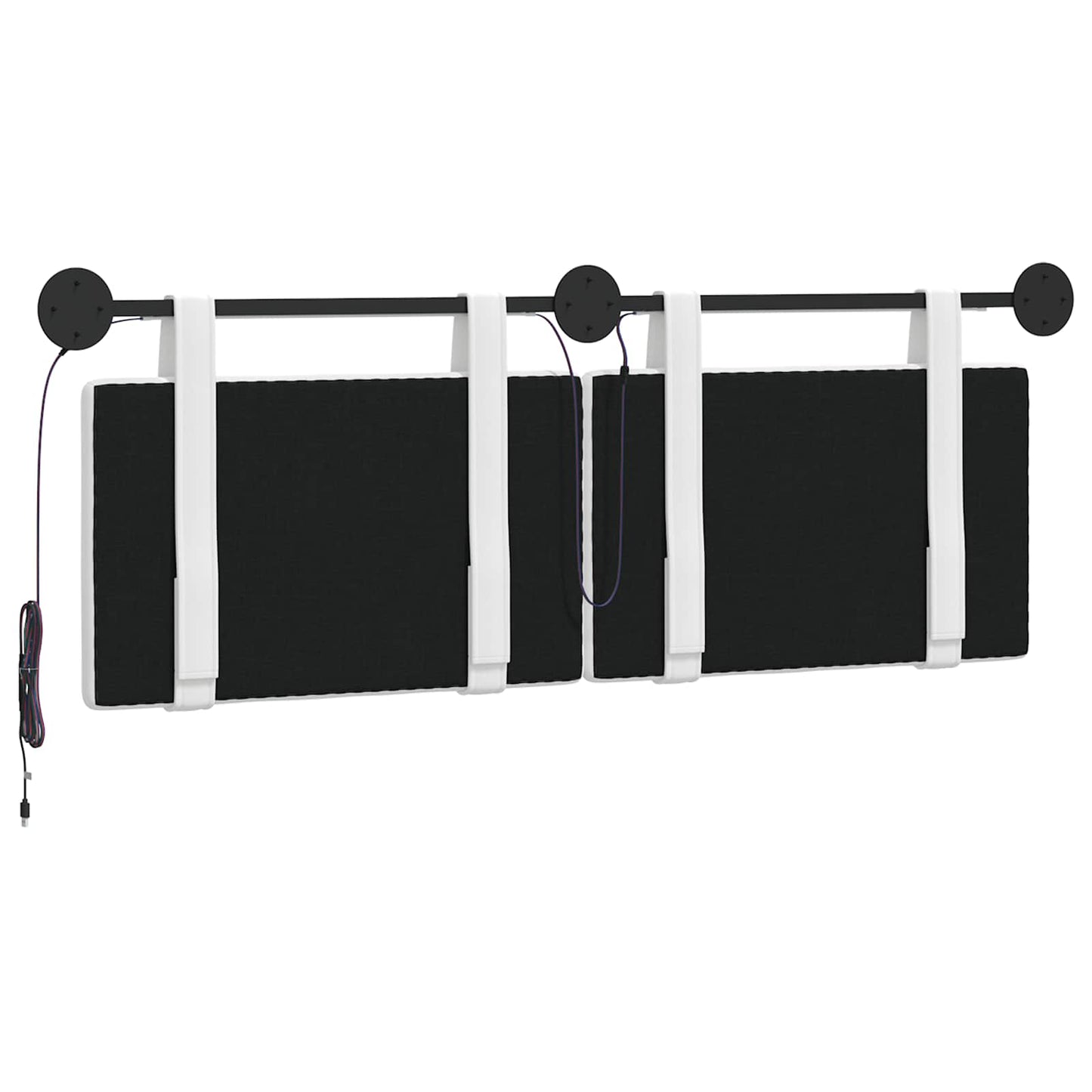 Hangend hoofdbord Met LED-verlichting Wit Stof