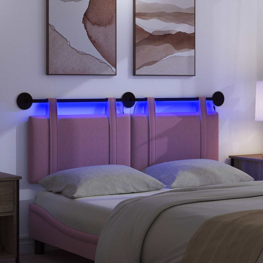 Hangend hoofdbord Met LED-verlichting Roze Stof