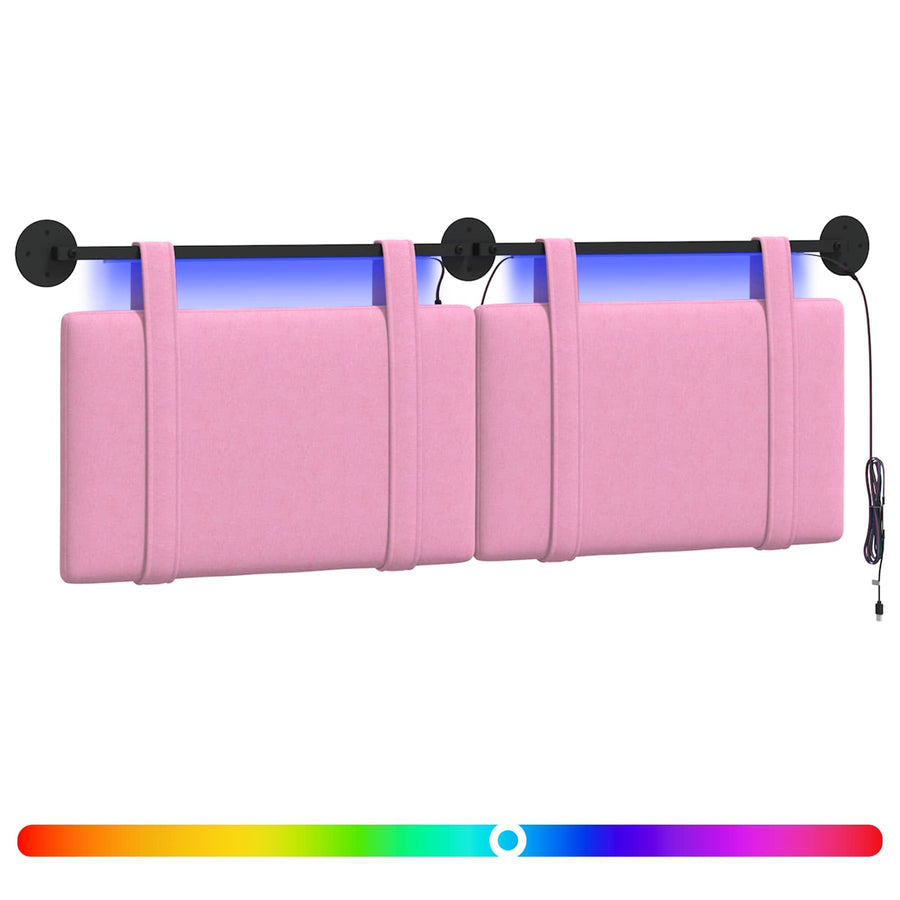 Hangend hoofdbord Met LED-verlichting Roze Stof
