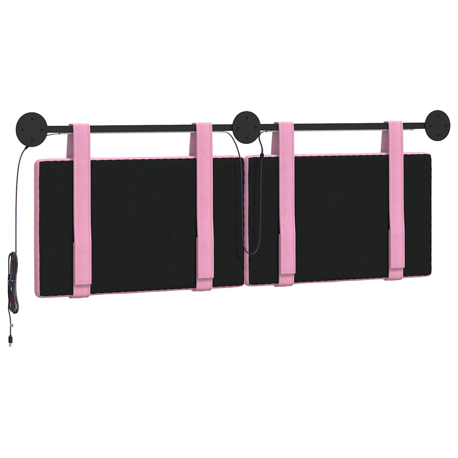 Hangend hoofdbord Met LED-verlichting Roze Stof