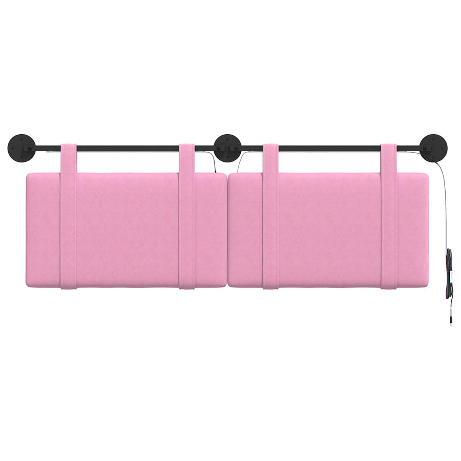 Hangend hoofdbord Met LED-verlichting Roze Stof
