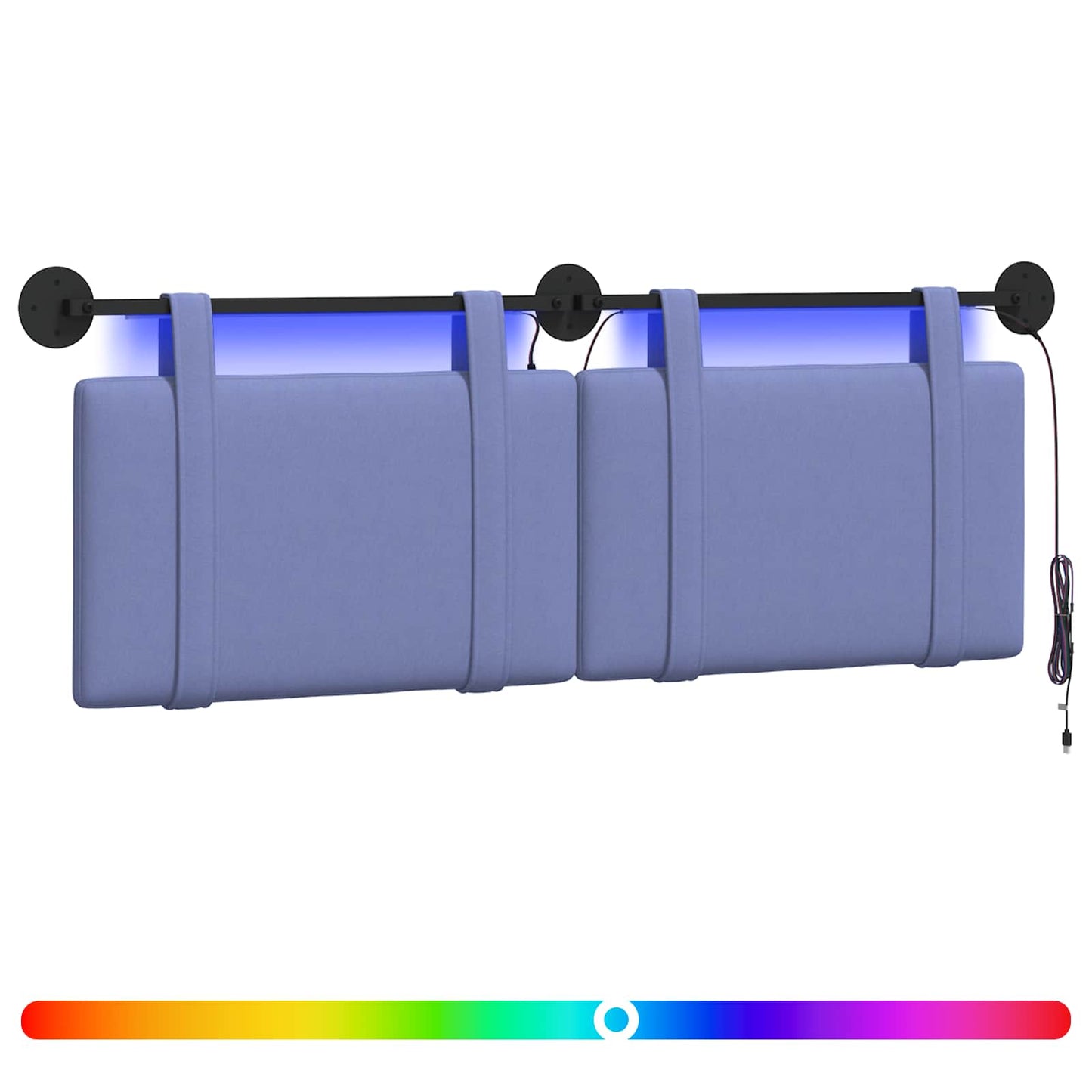 Hangend hoofdbord Met LED-verlichting Jeans Blauw Stof