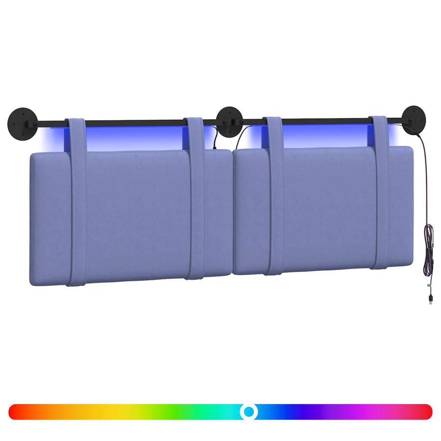 Hangend hoofdbord Met LED-verlichting Jeans Blauw Stof