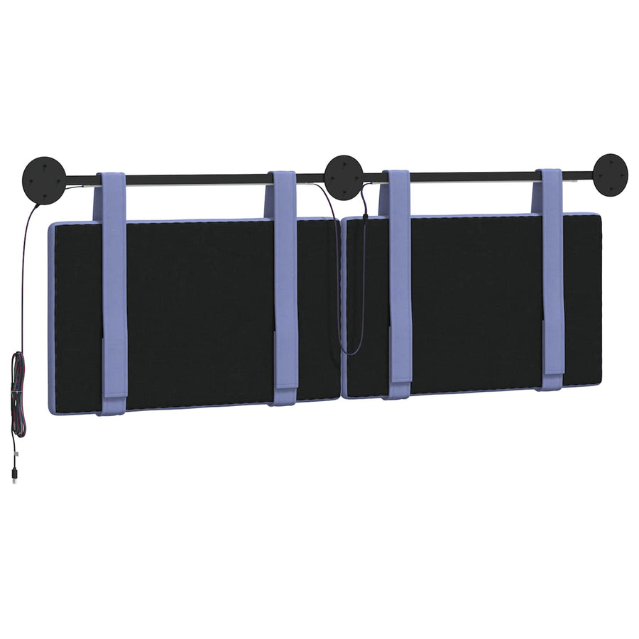 Hangend hoofdbord Met LED-verlichting Jeans Blauw Stof