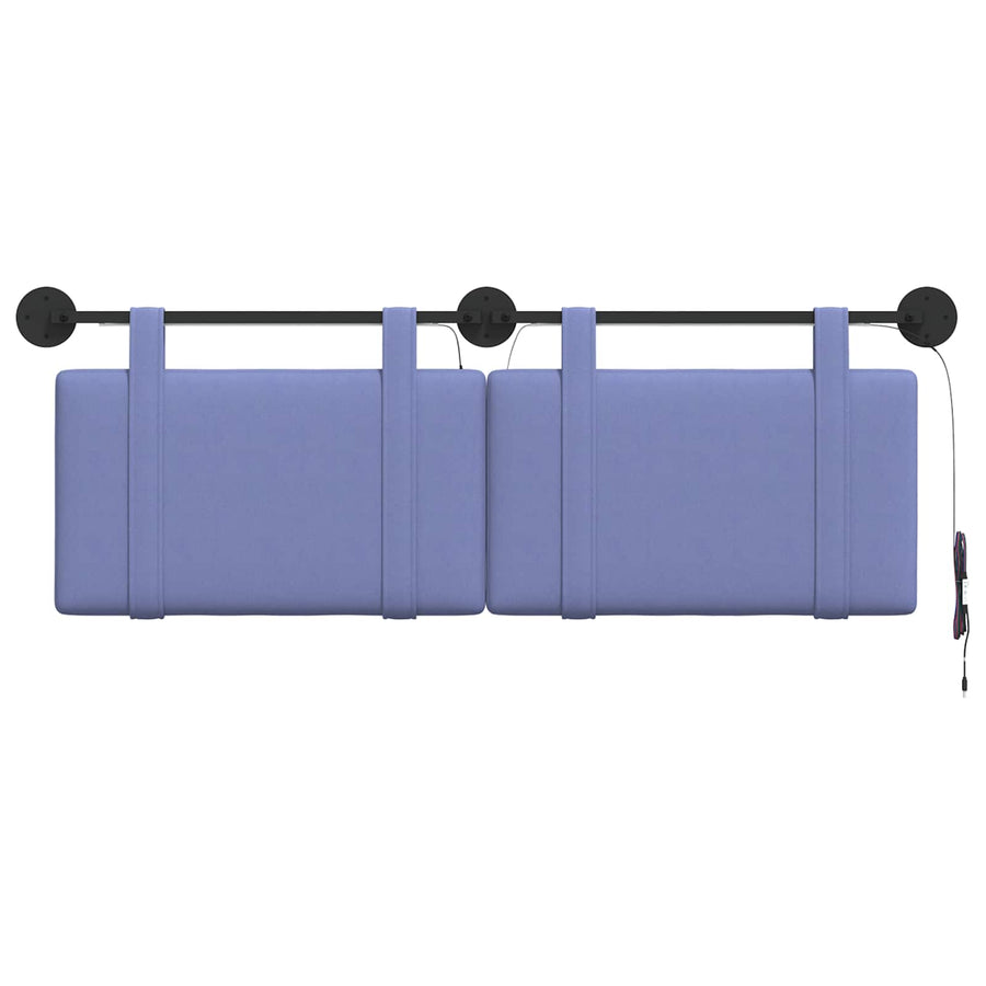 Hangend hoofdbord Met LED-verlichting Jeans Blauw Stof