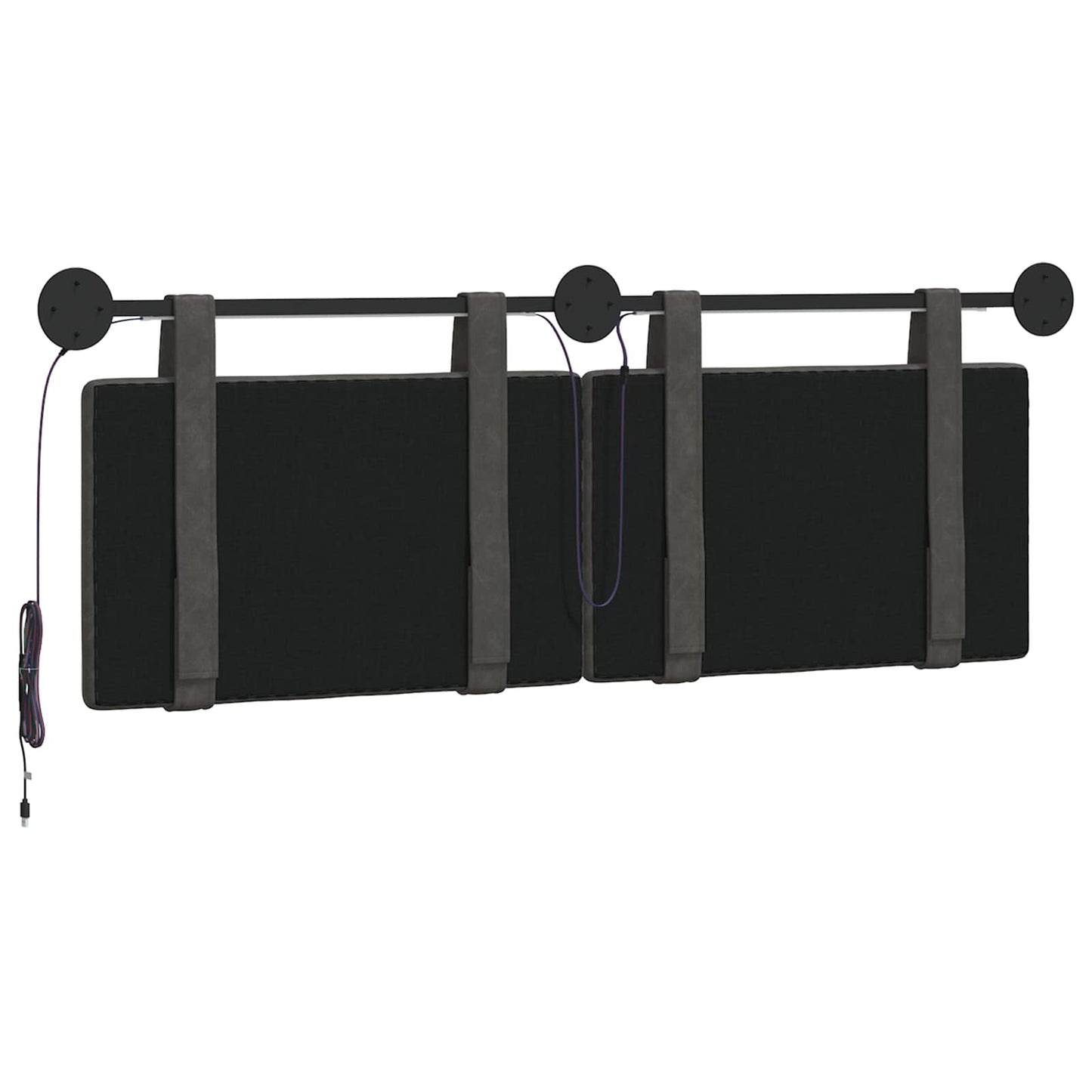 Hangend hoofdbord Met LED-verlichting Zwart Antiek PU
