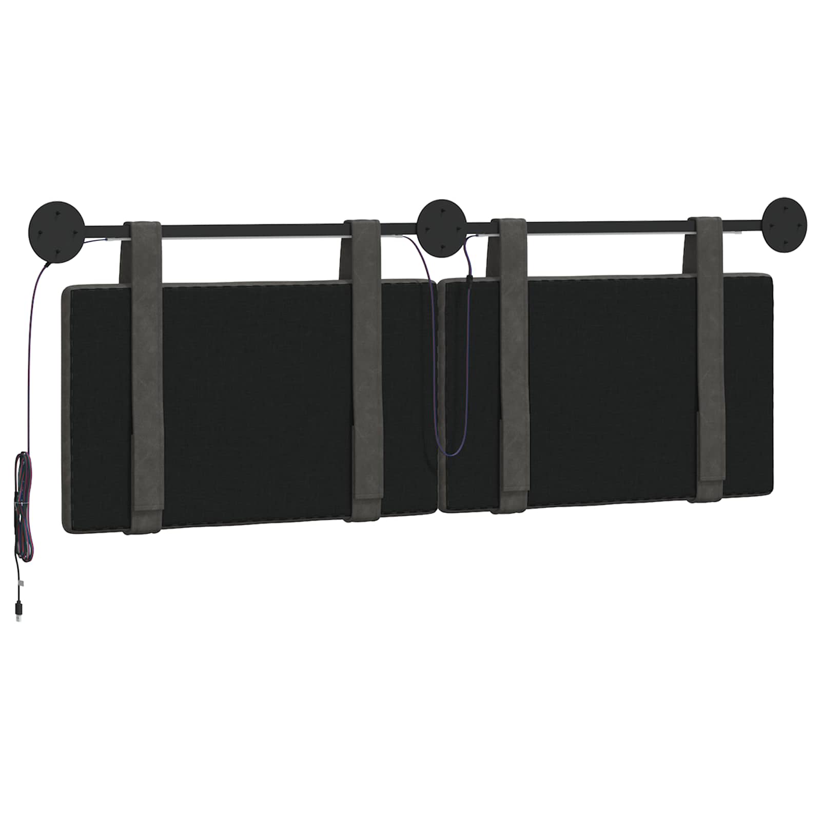 Hangend hoofdbord Met LED-verlichting Zwart Antiek PU