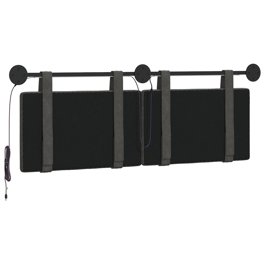 Hangend hoofdbord Met LED-verlichting Zwart Antiek PU