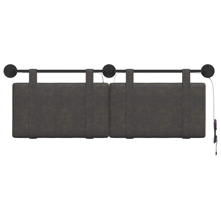 Hangend hoofdbord Met LED-verlichting Zwart Antiek PU