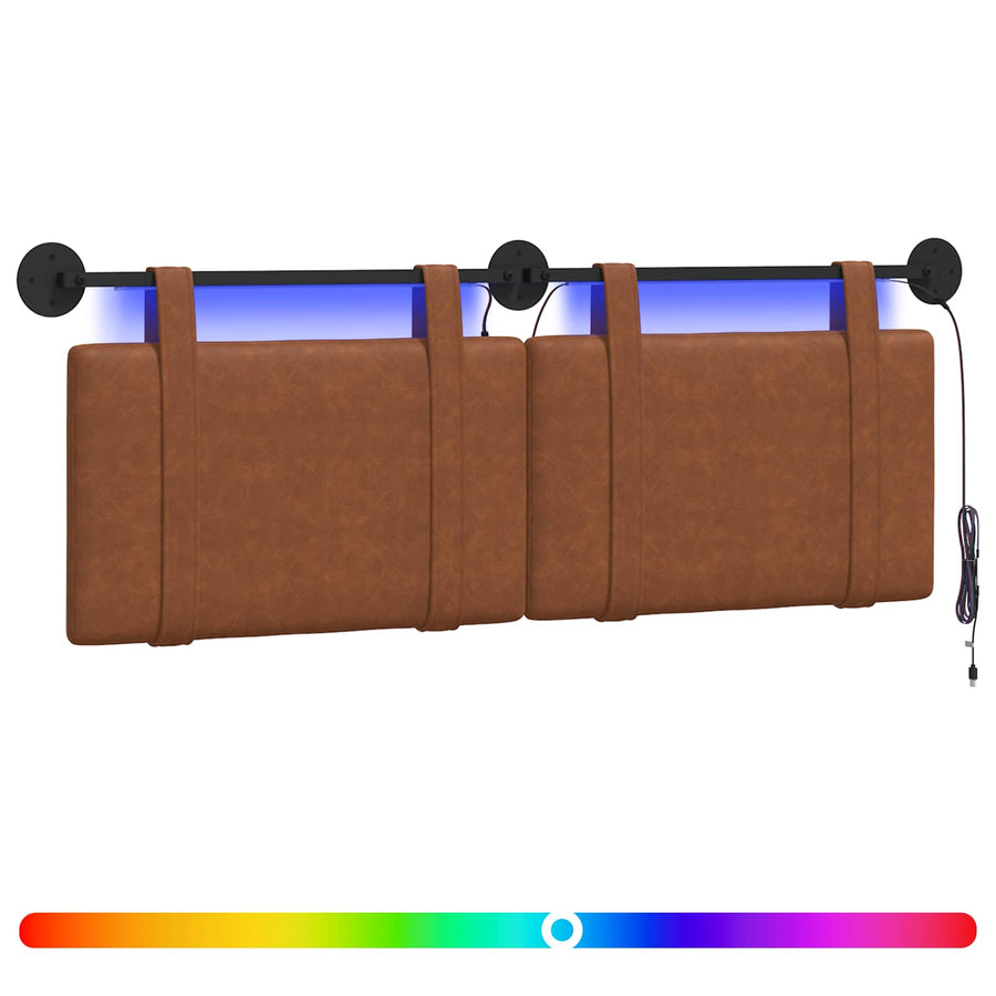 Hangend hoofdbord Met LED-verlichting Bruin Antiek PU