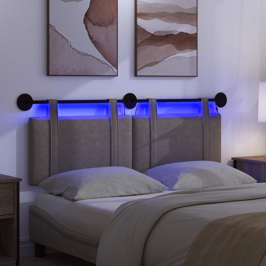 Hangend hoofdbord Met LED-verlichting Grijs Antiek PU