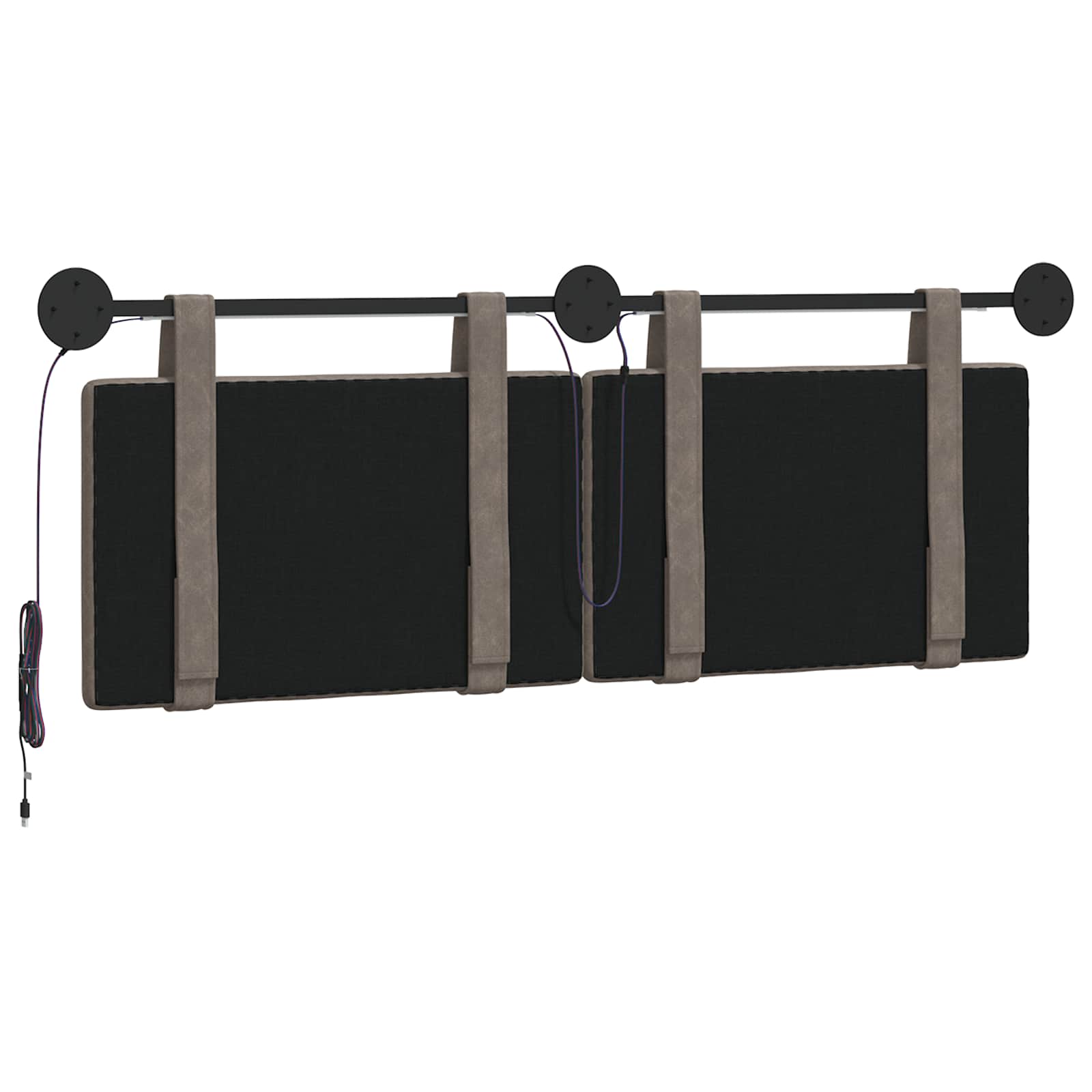 Hangend hoofdbord Met LED-verlichting Grijs Antiek PU
