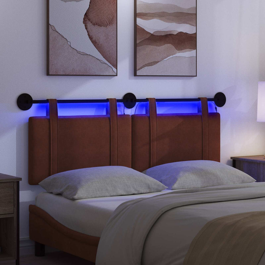 Hangend hoofdbord Met LED-verlichting Glanzend Bruin Antiek PU