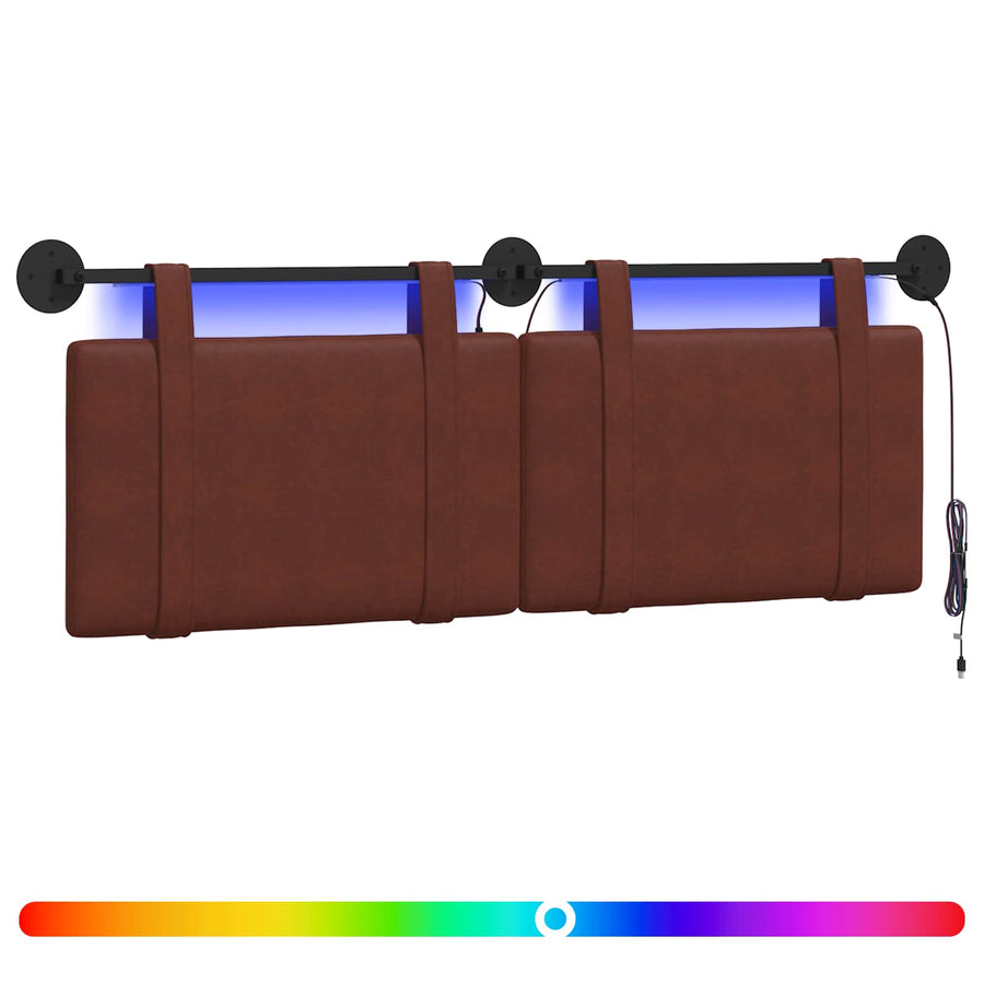 Hangend hoofdbord Met LED-verlichting Glanzend Bruin Antiek PU
