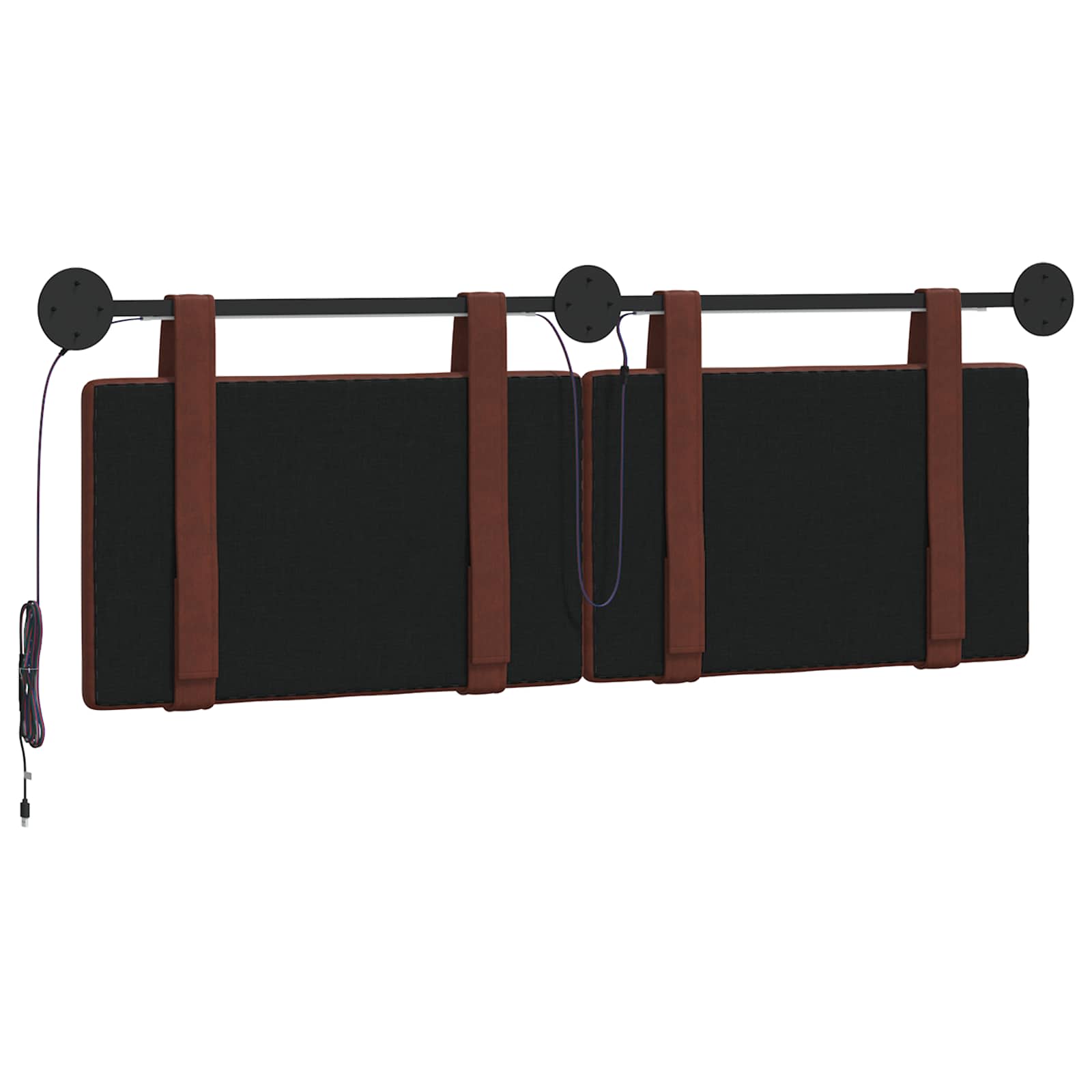 Hangend hoofdbord Met LED-verlichting Glanzend Bruin Antiek PU