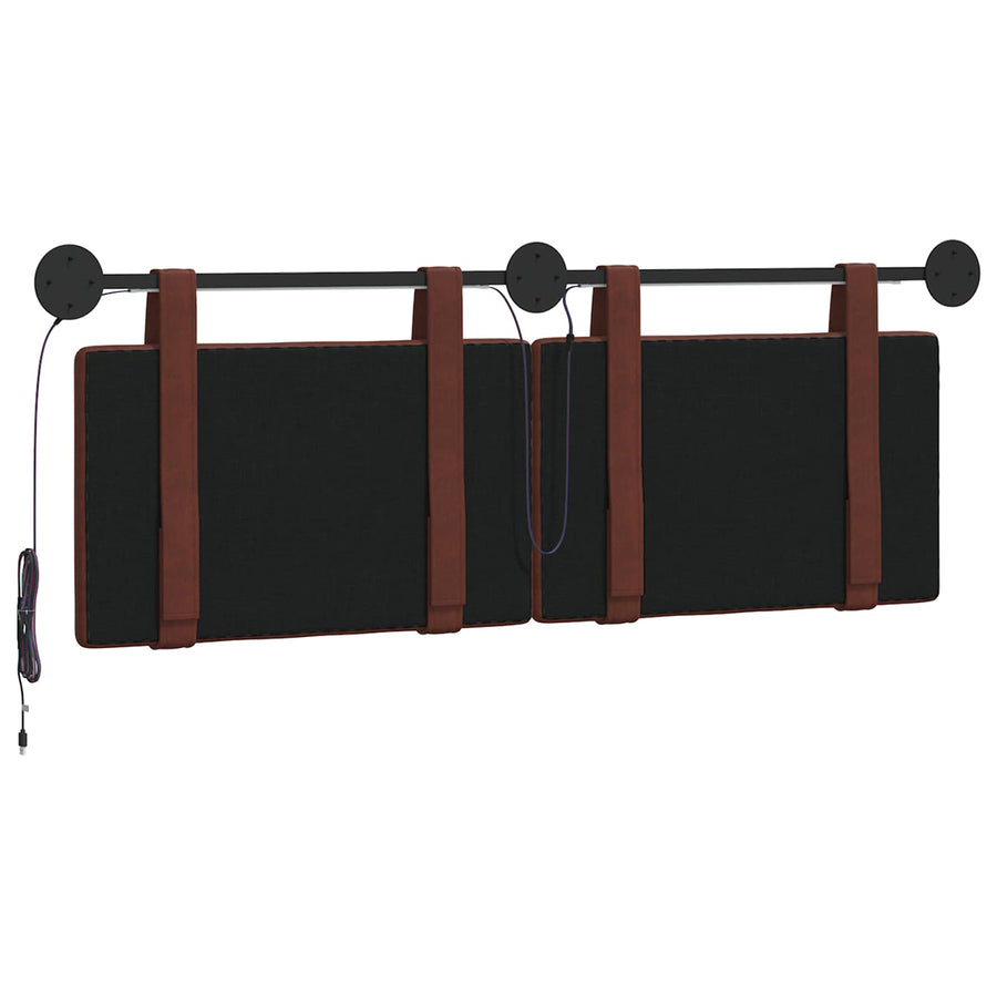 Hangend hoofdbord Met LED-verlichting Glanzend Bruin Antiek PU