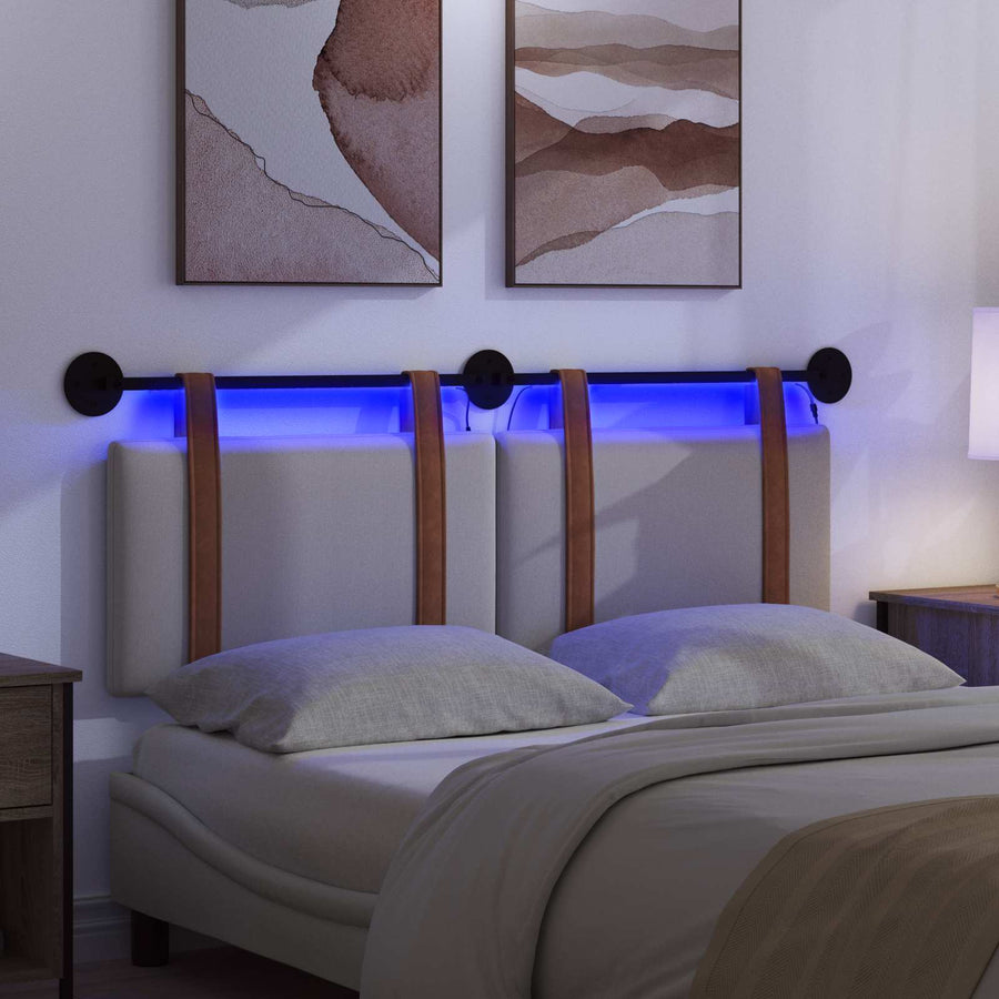 Hangend hoofdbord Met LED-verlichting Wolkengrijs Antiek PU