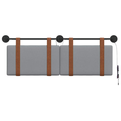 Hangend hoofdbord Met LED-verlichting Lichtgrijs Antiek PU
