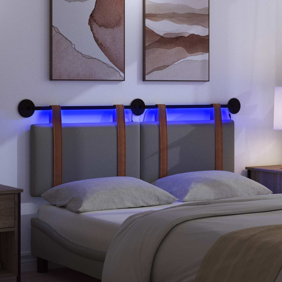 Hangend hoofdbord Met LED-verlichting Donkergrijs Antiek PU