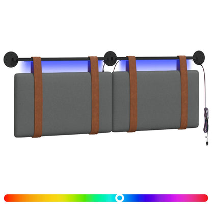 Hangend hoofdbord Met LED-verlichting Donkergrijs Antiek PU
