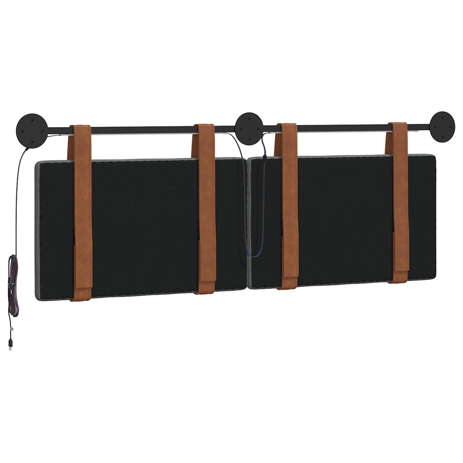 Hangend hoofdbord Met LED-verlichting Donkergrijs Antiek PU