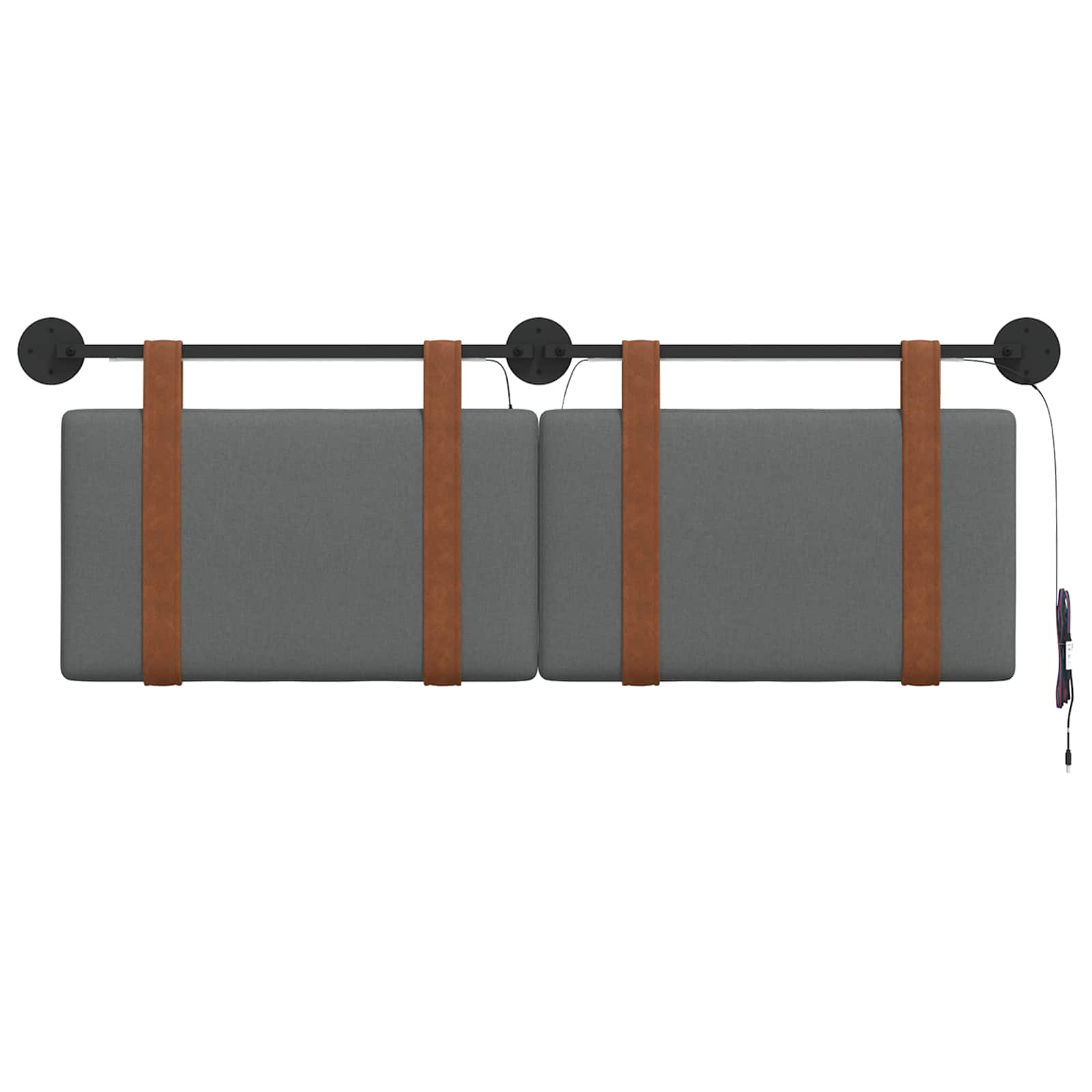 Hangend hoofdbord Met LED-verlichting Donkergrijs Antiek PU