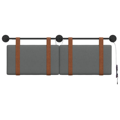 Hangend hoofdbord Met LED-verlichting Donkergrijs Antiek PU