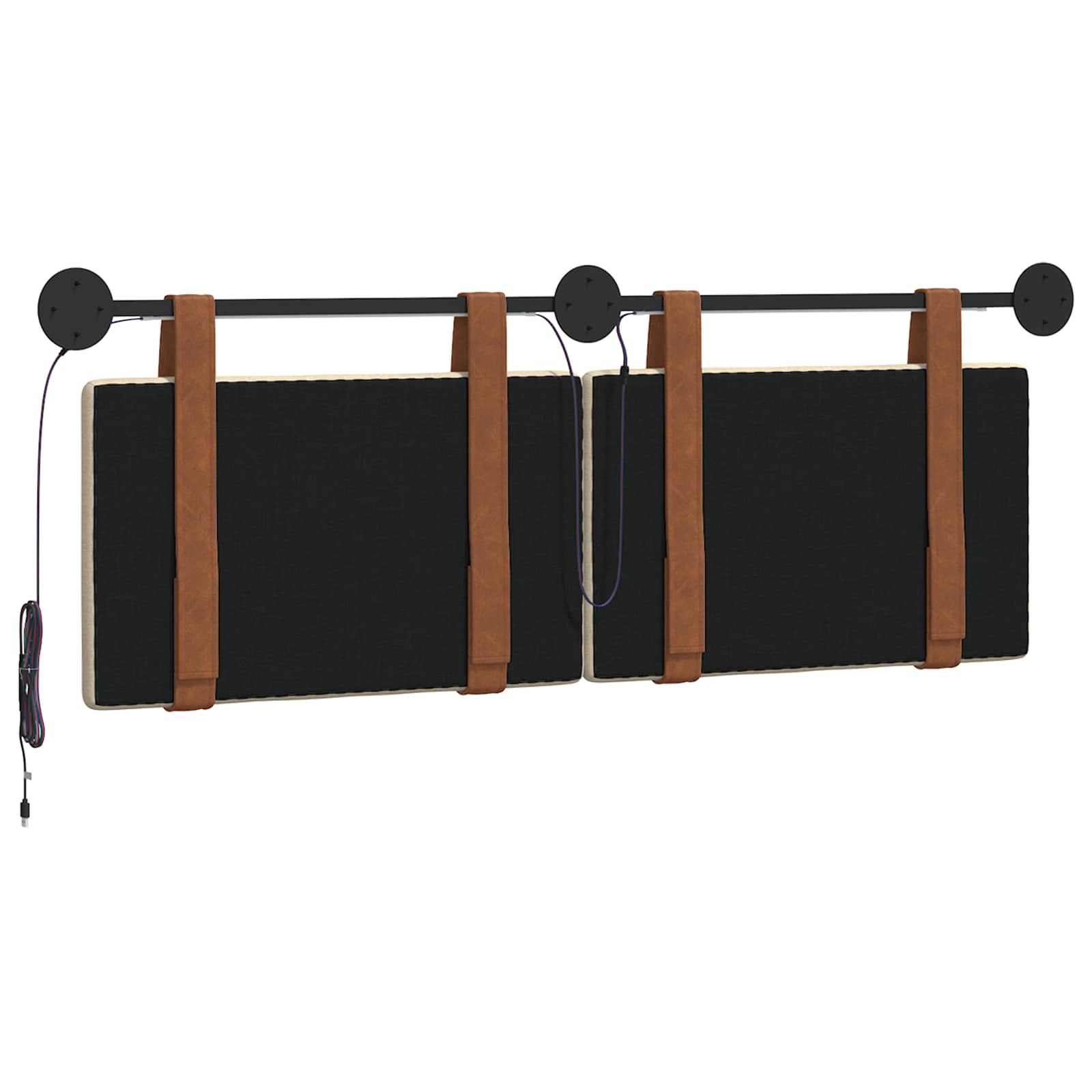 Hangend hoofdbord Met LED-verlichting Crèmekleurig Antiek PU