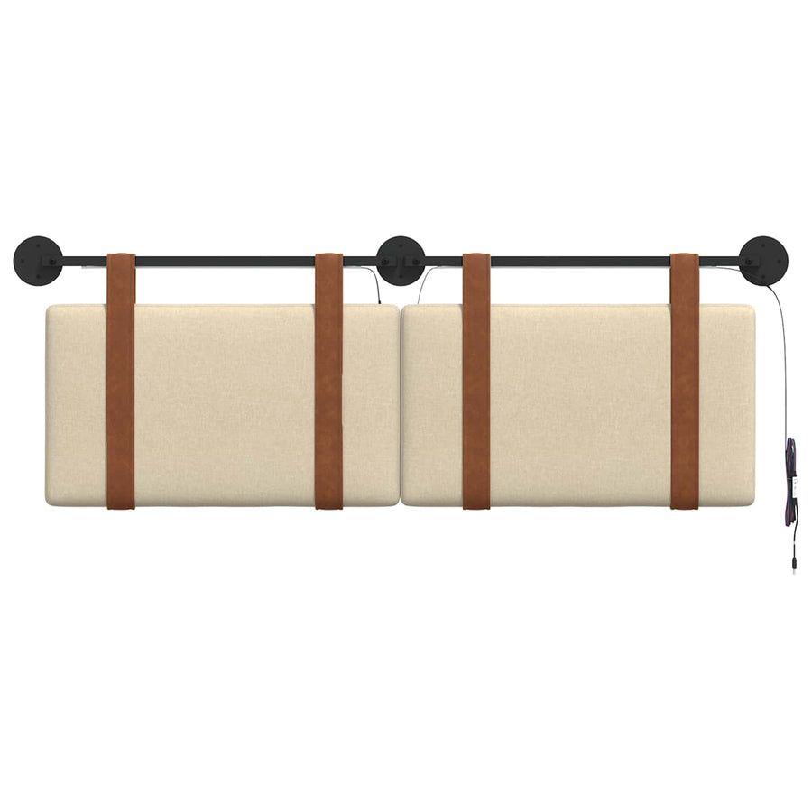 Hangend hoofdbord Met LED-verlichting Crèmekleurig Antiek PU