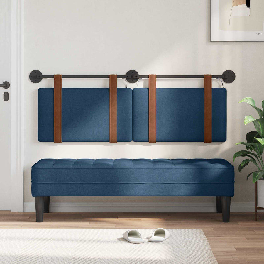 Hangend hoofdbord Met LED-verlichting Blauw Antiek PU