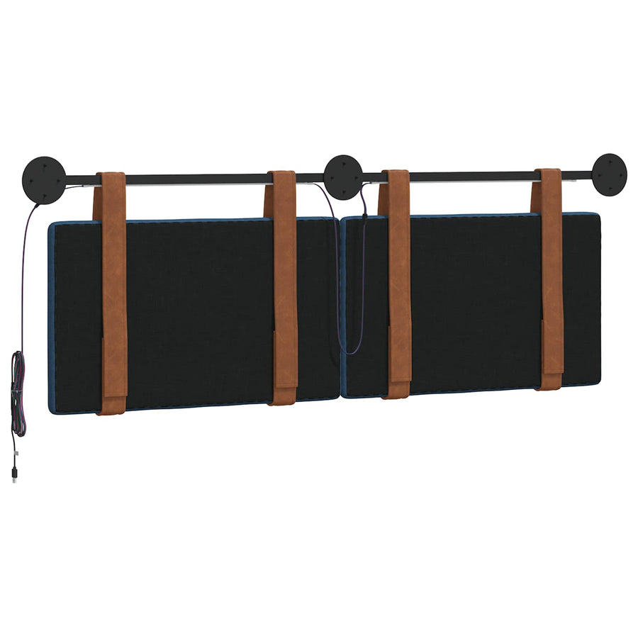 Hangend hoofdbord Met LED-verlichting Blauw Antiek PU