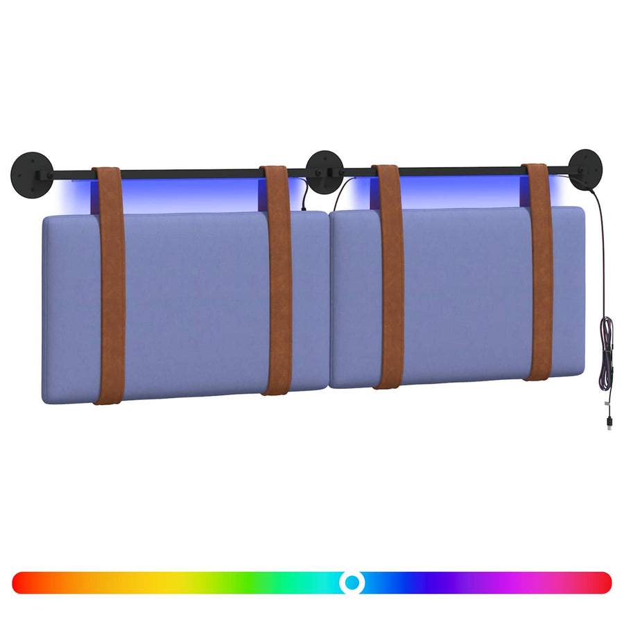 Hangend hoofdbord Met LED-verlichting Jeans Blauw Antiek PU