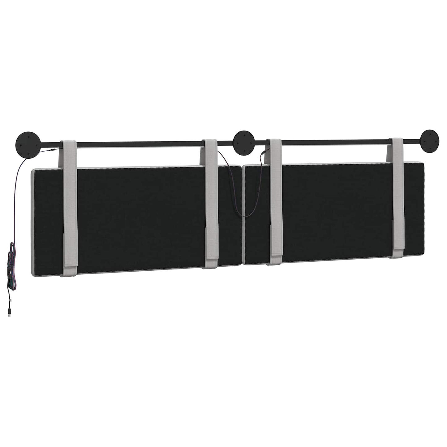 Hangend hoofdbord Met LED-verlichting Wolkengrijs Stof