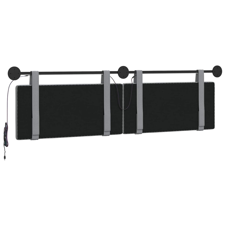 Hangend hoofdbord Met LED-verlichting Lichtgrijs Stof