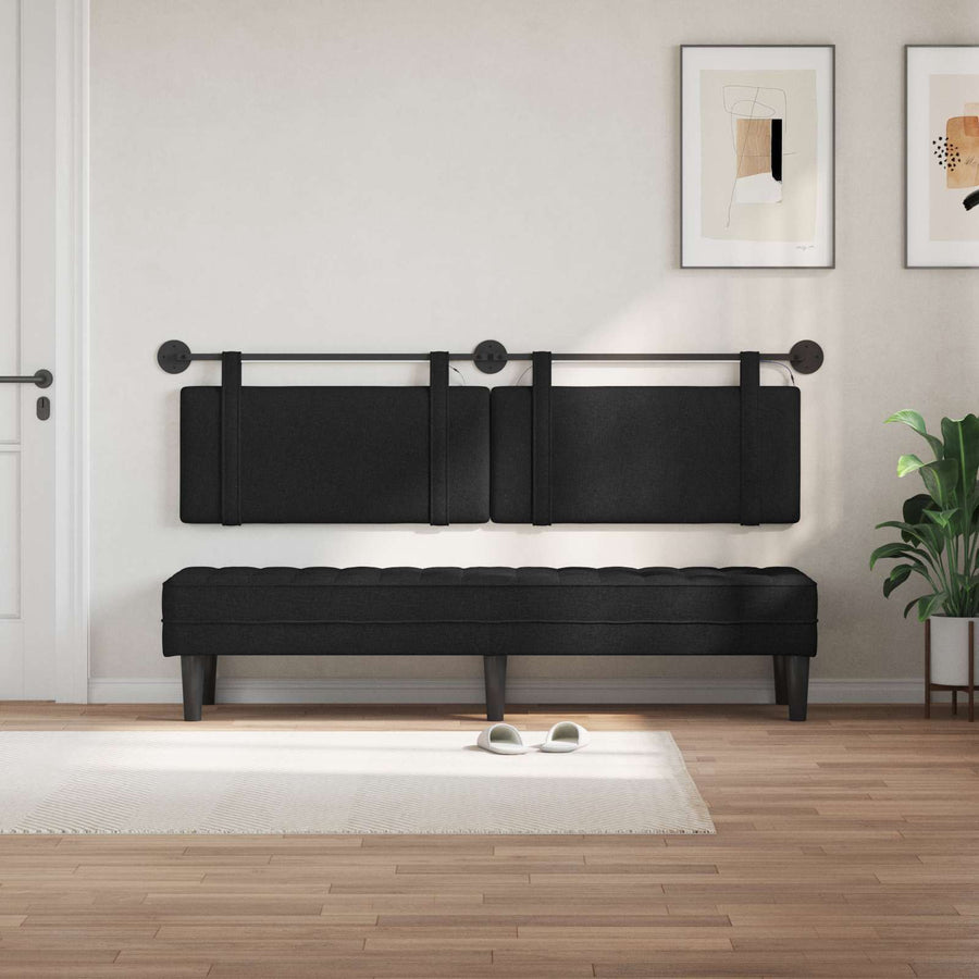 Hangend hoofdbord Met LED-verlichting Zwart Stof