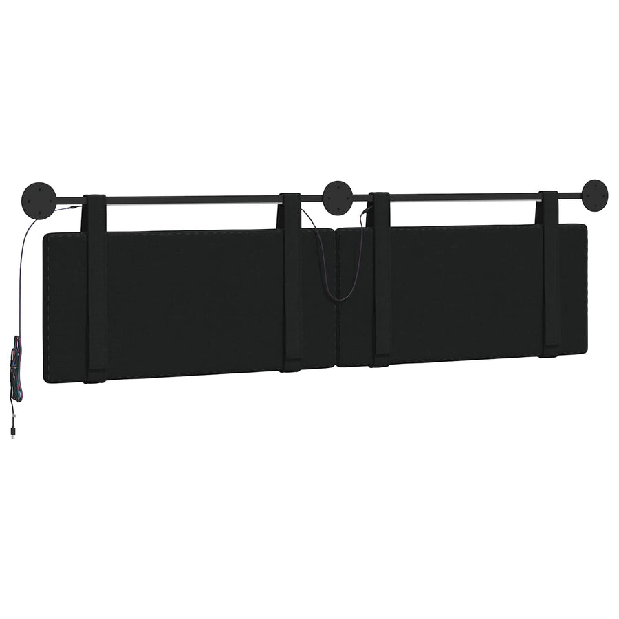 Hangend hoofdbord Met LED-verlichting Zwart Stof