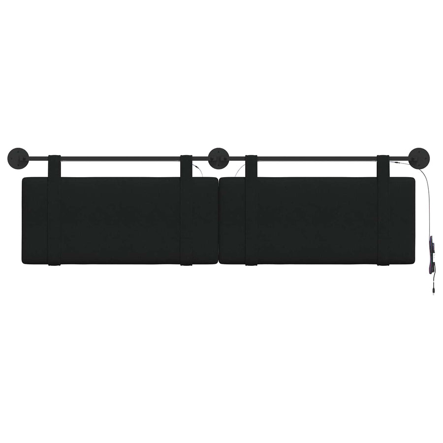 Hangend hoofdbord Met LED-verlichting Zwart Stof