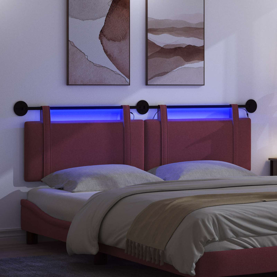 Hangend hoofdbord Met LED-verlichting Wijnrood Stof