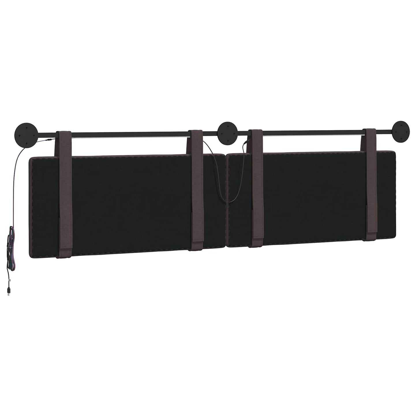 Hangend hoofdbord Met LED-verlichting Donkerbruin Stof