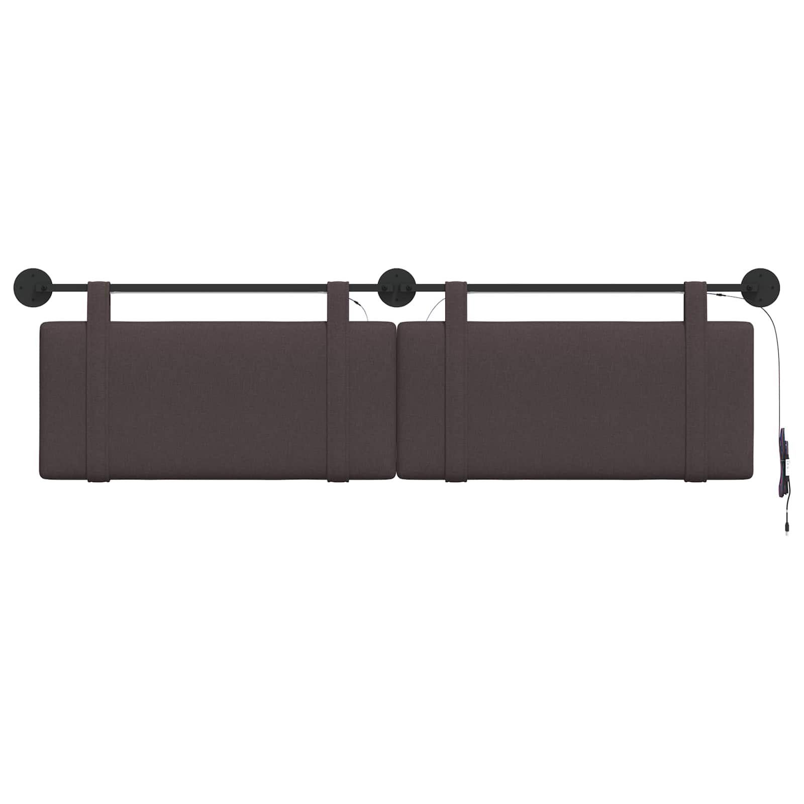 Hangend hoofdbord Met LED-verlichting Donkerbruin Stof