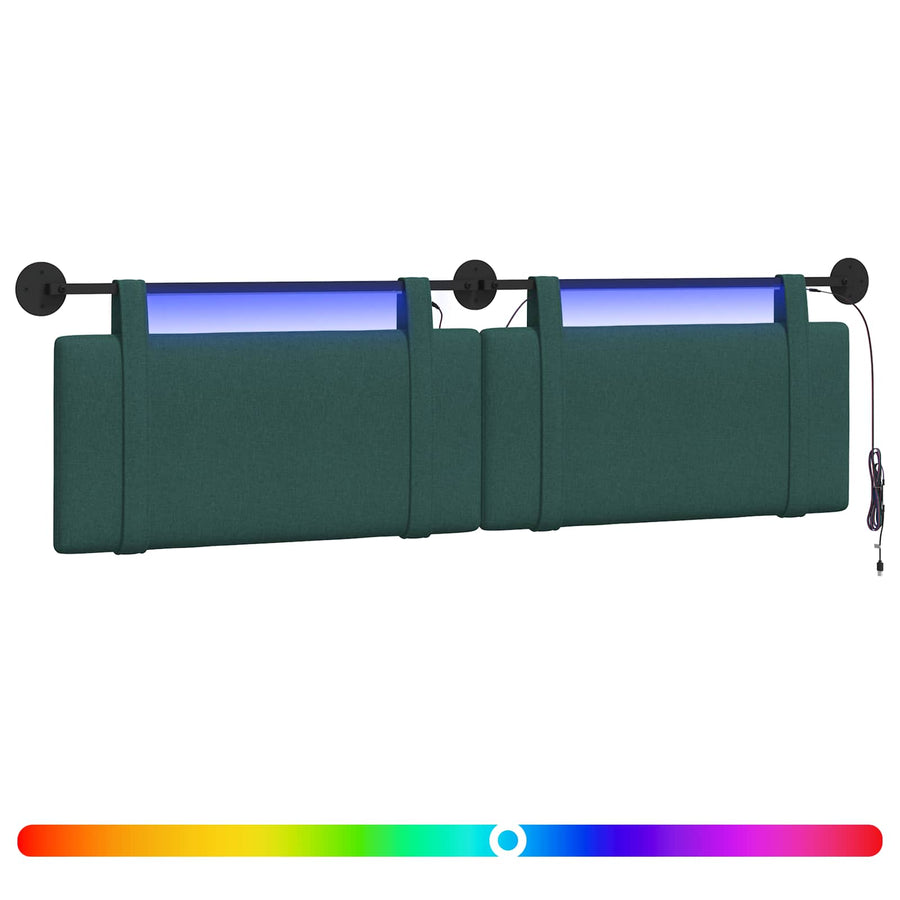 Hangend hoofdbord Met LED-verlichting Donkergroen Stof