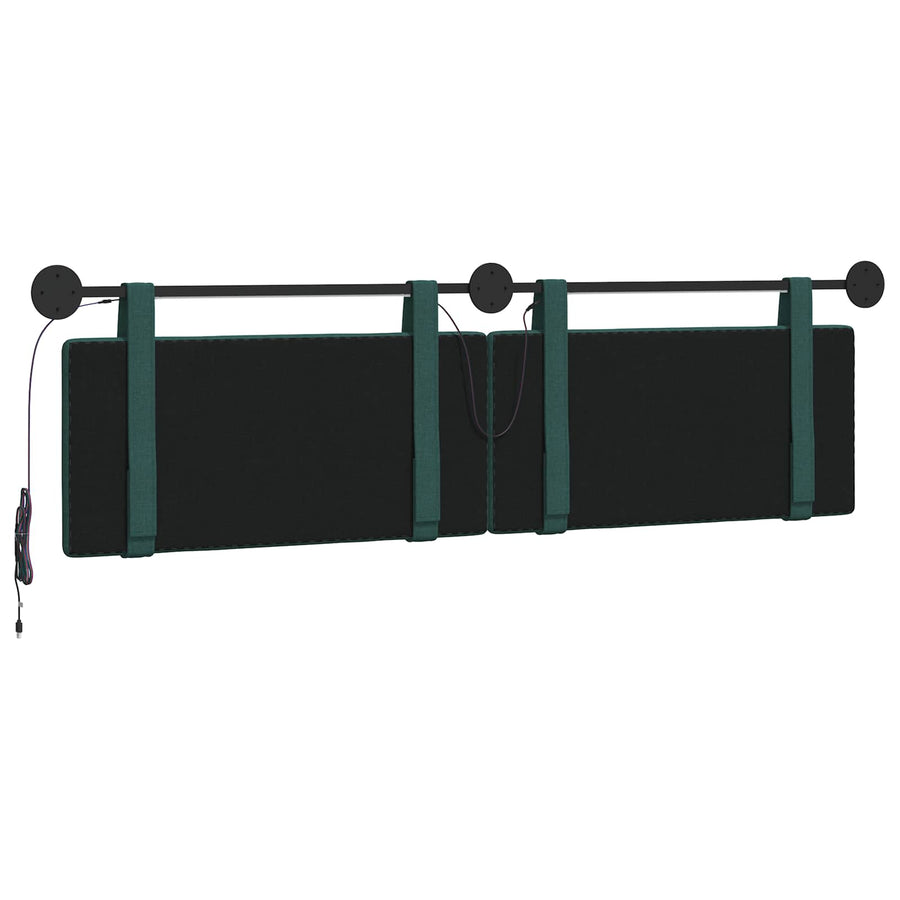 Hangend hoofdbord Met LED-verlichting Donkergroen Stof
