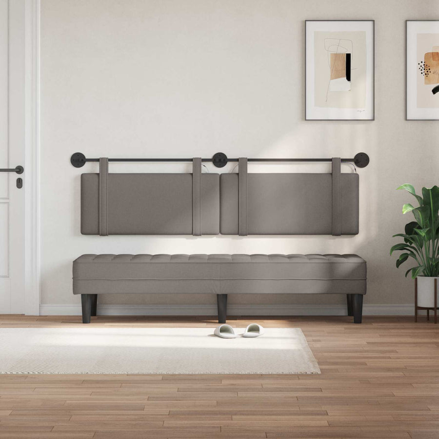 Hangend hoofdbord Met LED-verlichting Taupe Stof