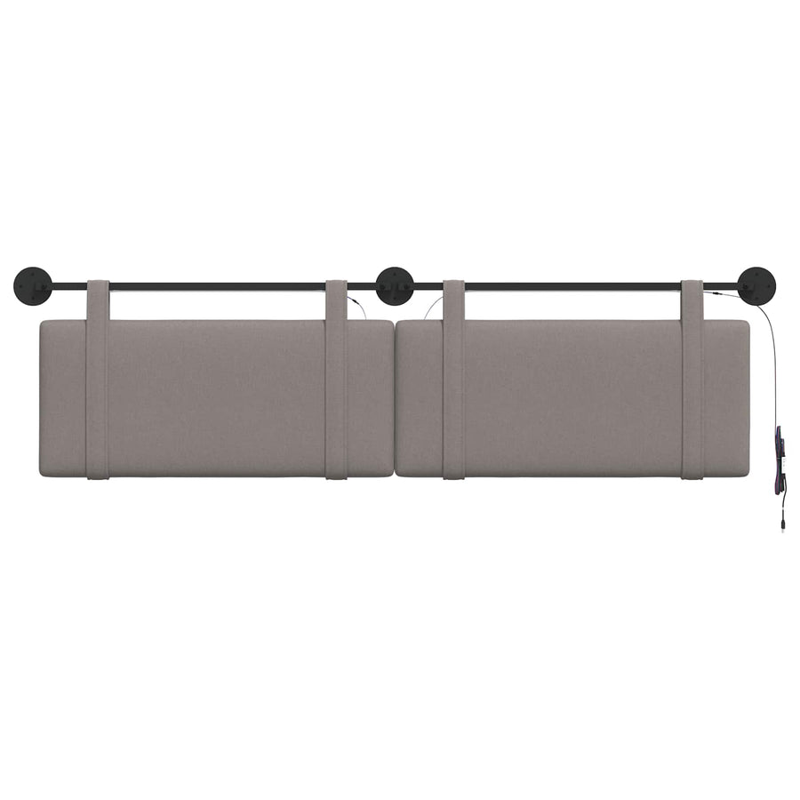 Hangend hoofdbord Met LED-verlichting Taupe Stof