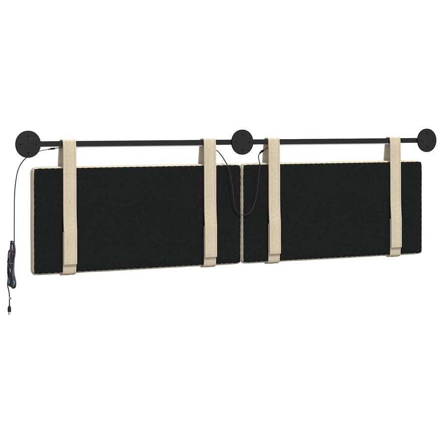 Hangend hoofdbord Met LED-verlichting Crèmekleurig Stof