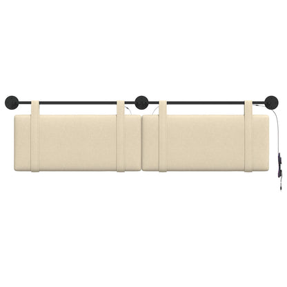 Hangend hoofdbord Met LED-verlichting Crèmekleurig Stof