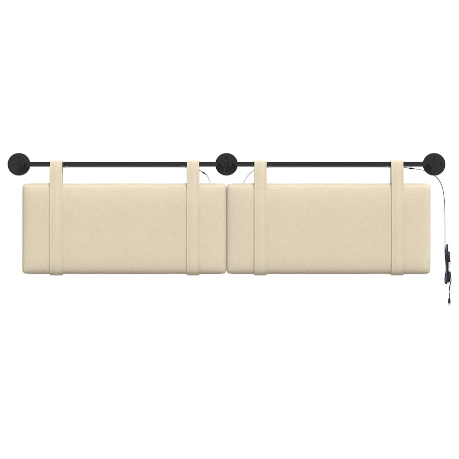 Hangend hoofdbord Met LED-verlichting Crèmekleurig Stof