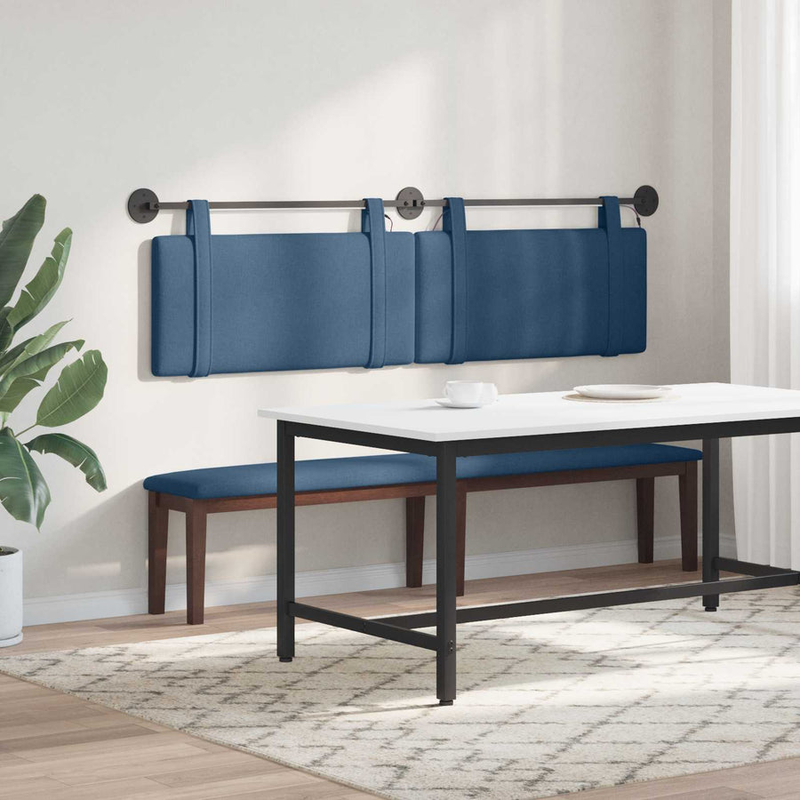 Hangend hoofdbord Met LED-verlichting Blauw Stof