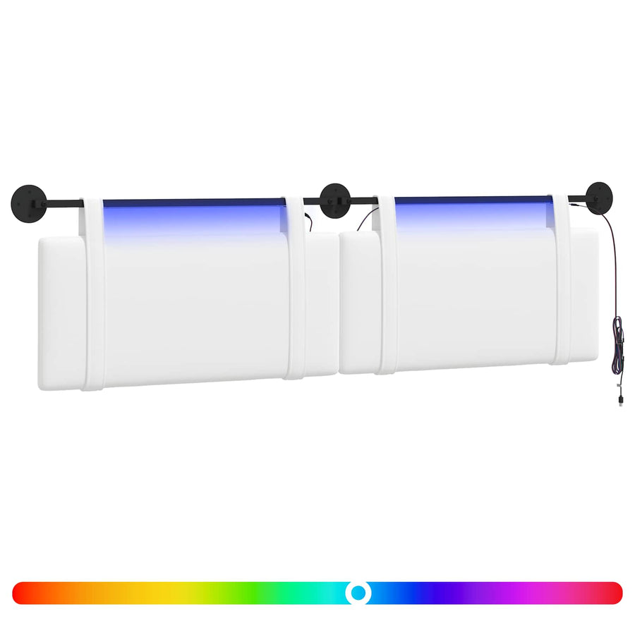 Hangend hoofdbord Met LED-verlichting Wit Stof
