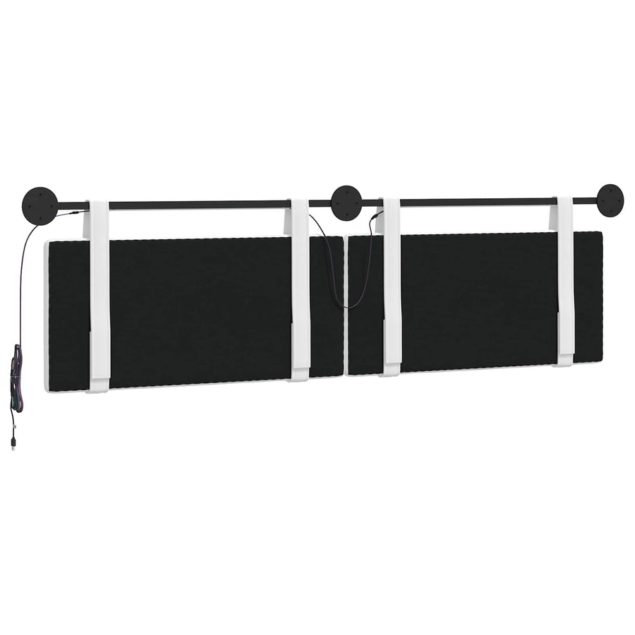 Hangend hoofdbord Met LED-verlichting Wit Stof